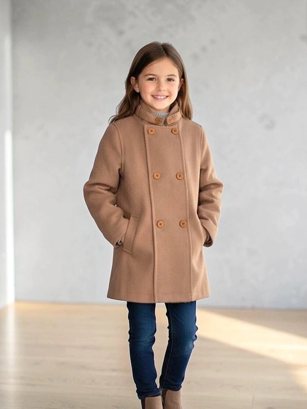 BB Creaciones Kids Brown Pea Coat Good